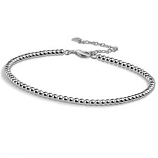 Genuine 925 Sterling Silver 3MM Ball Bead Chain Anklet 8.7" for Women Teen Girls