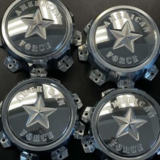 Floating American Force Polished Aluminum Center Caps - 8 Lug Stars Set Of 4
