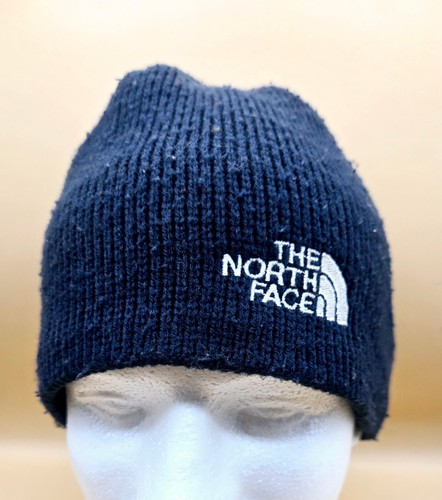 The North Face Women's Navy Blue Beanie Cap Embroidered Logo Knit Winter Hat - Picture 2 of 9