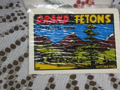Collectable vintage window stickers from 1970s,original wrapper Grand Teton Wy.