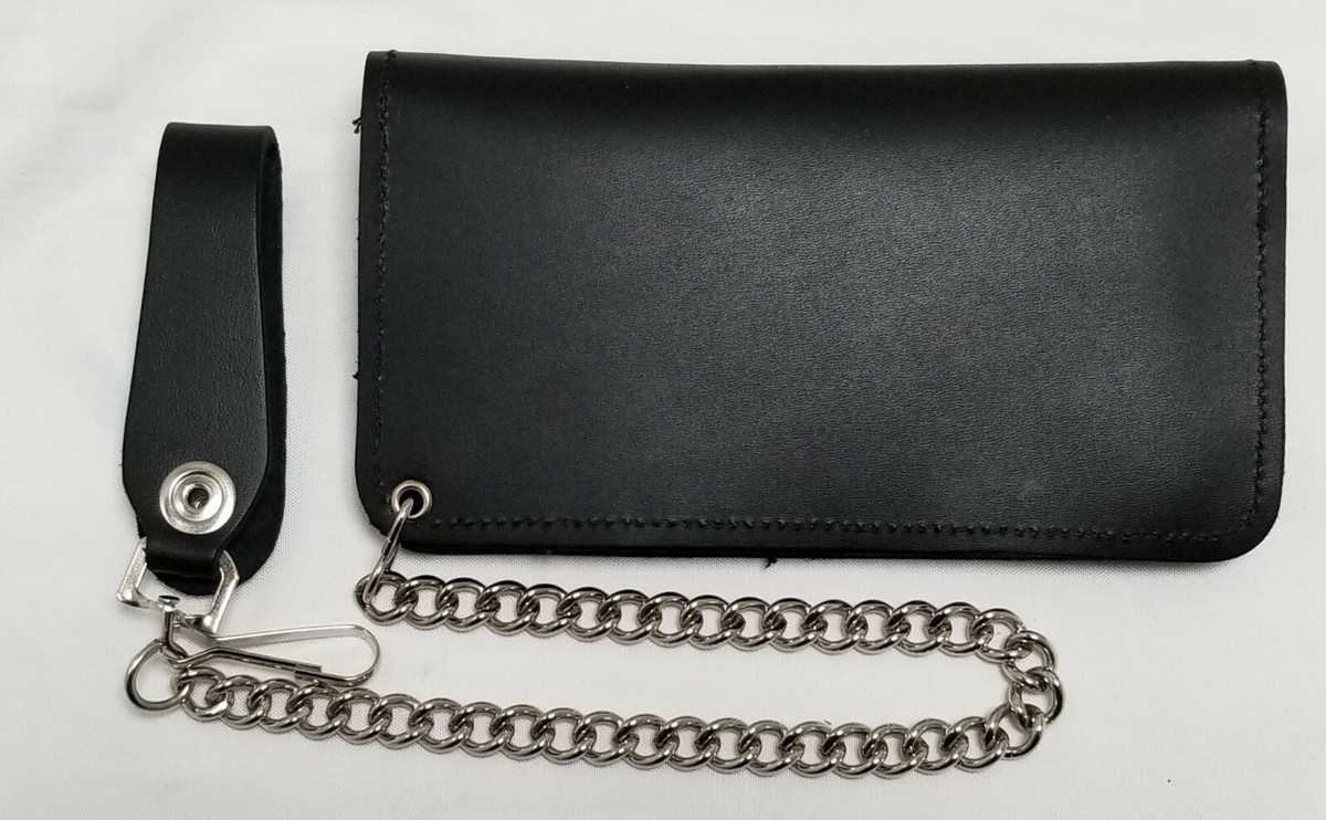 Black Leather Trucker Wallet 6.5
