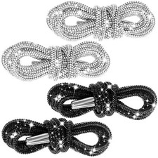 2 Pair 55 Inch Rhinestone Shoe Laces Rope Glitter Shoe Laces Shiny Hoodie String
