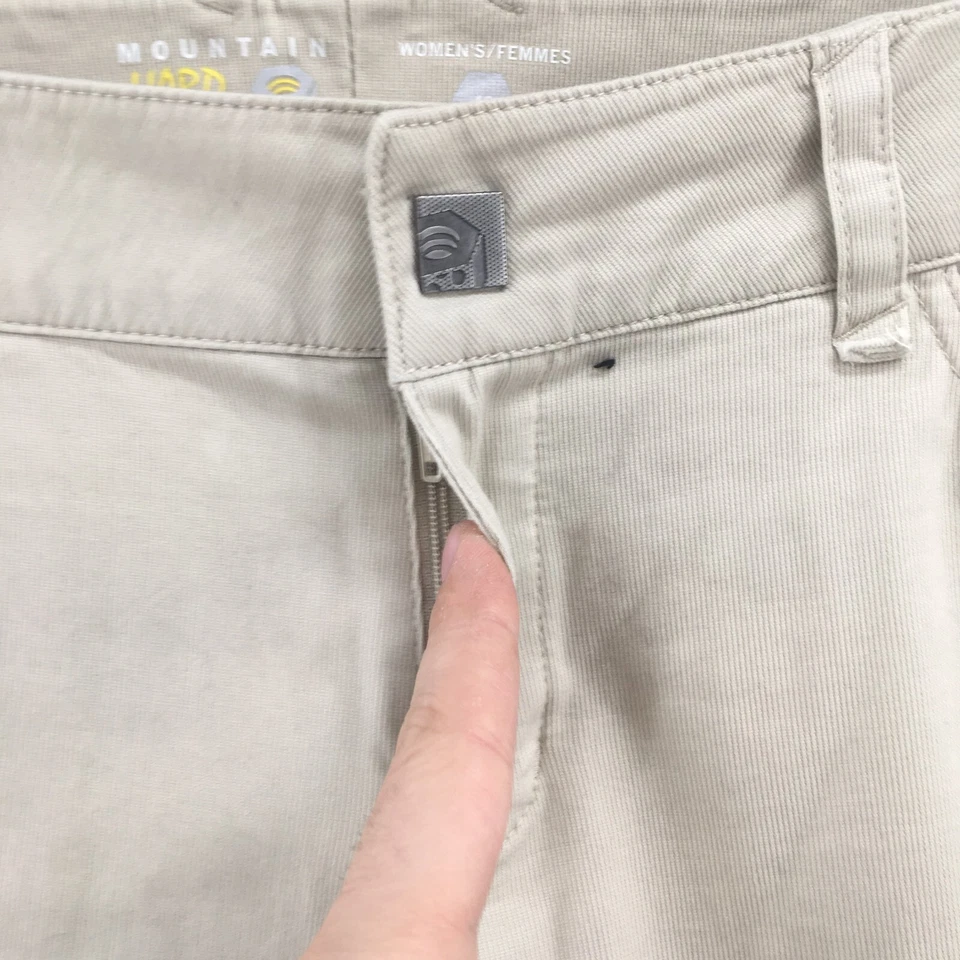 Pantalones cónicos Mountain Hard Wear para mujer 10 (actual 34X32) beige tiro bajo cremallera mosca Foto 3 de 4