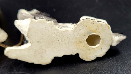 Vintage Springer Spaniel Dog Trio Figurine Chained Bone China Black White Japan - Picture 17 of 19