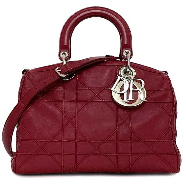 Sac Christian Dior 2 voies Granville f 21888 rose cannage bon état cuir