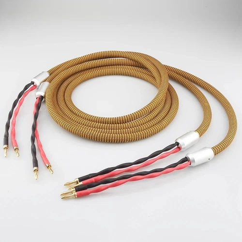 Pair HIFI Pure Copper Silver Plated Speaker Cable Banana Plug Loudspeaker Cable - Picture 2 of 10