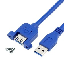USB Cable 3.0 Extension Male to Female Extender Cord with Screw Panel Mount
