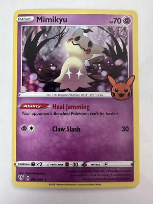 scary pokemon cards Pokemon Card Mimikyu 081/189 Holo Rare Trick Or Trade Halloween