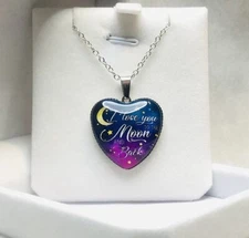 Heart Pendant Necklace To The Moon And Back Charm Jewelry Accessories