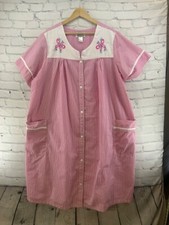 Anthony Richards Vintage Nightgown MuuMuu Pink White Stripe Snap Up Womens Sz 2X