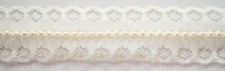 5 Yds. Ivory Pearl Beaded 7/8" Lace Sew/Glue On Sewing Trim L-585