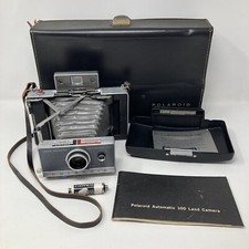 Vintage POLAROID Automatic 100 Land Camera with Leather Case Manual - UNTESTED