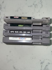 Lot Of 4 NES Games - Top Gun - Mario Duck Hunt - King Of The Beach - Golf Tested