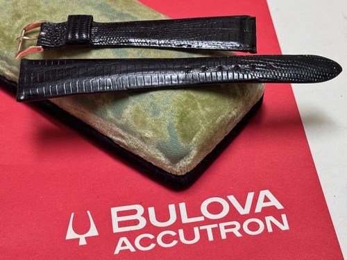 1970s Accutron 19mm size Teju Lizard USA vintage watch band BULOVA yellow buckle - Picture 4 of 9