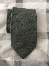 Brooks Brothers Makers Green blue Chain Link Circular Tie Men  s 100 Silk 58  