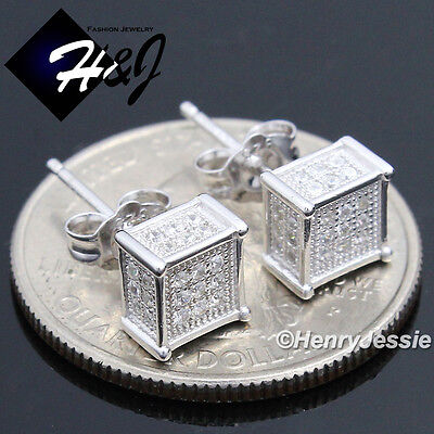 MEN 925 STERLING SILVER SQUARE 6X6MM SILVER/GOLD/BLACK BLING STUD EARRING*E123 MEN 925 STERLING SILVER SQUARE 6X6MM SILVER/GOLD/BLACK BLING STUD EARRING*E123