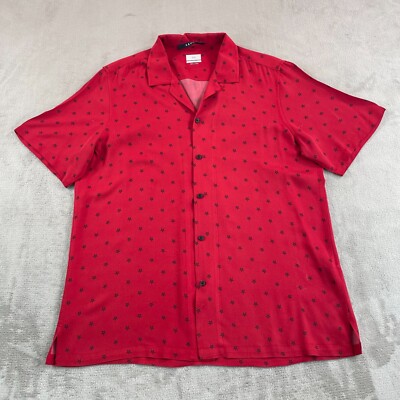 Ksubi Start AOP Camp Shirt Men Large Red Geometric Short Sleeve Loop Collar