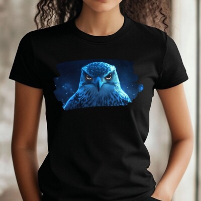 Women's Falcon with Light Eyes Motif Cotton T-Shirt Size S to 3XL