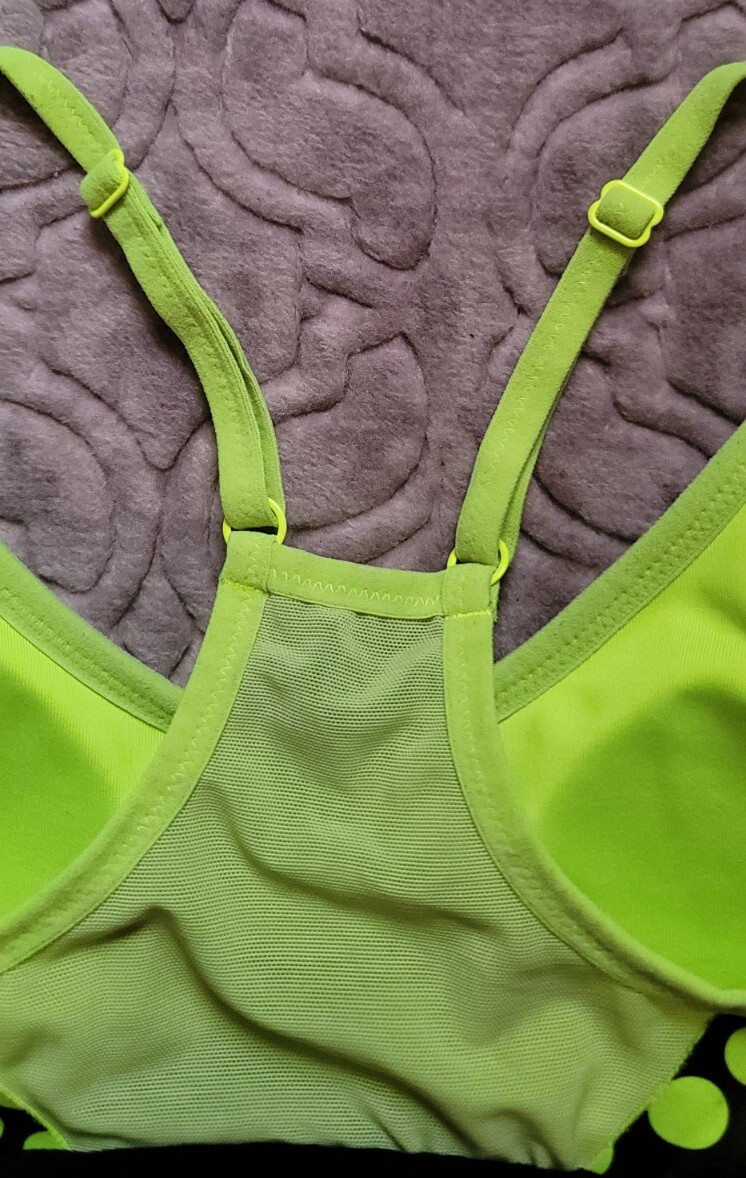 Nike indy padded sports bra Small Neon green and black Polka Dots Women