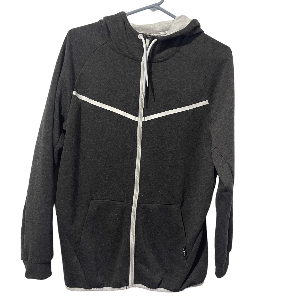 Felpa con cappuccio pony uomo grigia media felpa full zip coulisse pesante casual