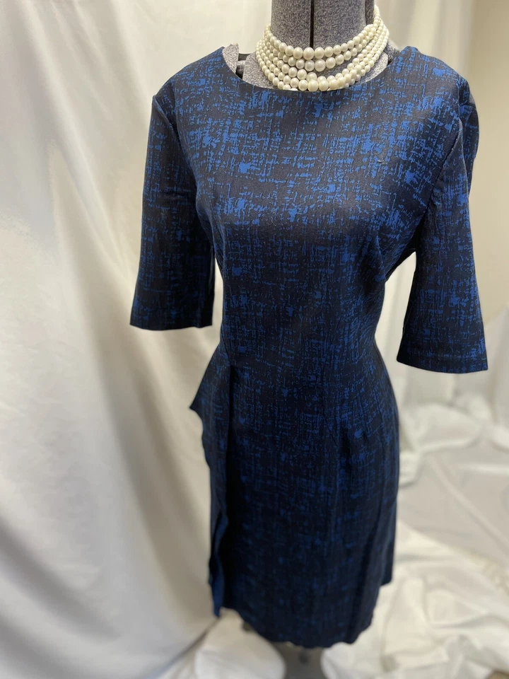 Traje de Vestido Anne Klein Talla 16 Vestido 14 Chaqueta Conjunto de Dos Piezas Elastizado Azul Negro Foto 3 de 4