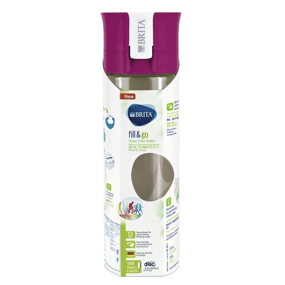Garrafa de água Brita bebida direta 600ml purificador de água portátil Fill & Go rosa - Imagem 4 de 4