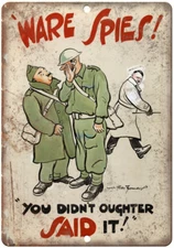Ware Spies Hitler WW2 Poster Art 12" x 9" Reproduction Metal Sign M68