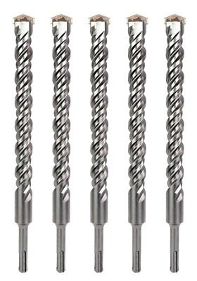 SDS-Plus Hammer Drill Bit Set Carbide Tip Masonry Drill Bit for Concrete-5Pcs