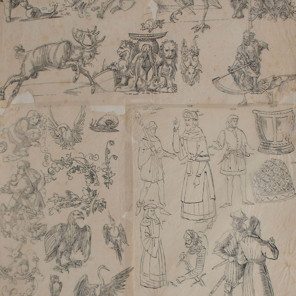 August Richter Abraham und Isaak Bibelerzählung Studie Tusche Zeichnung 19 Jh