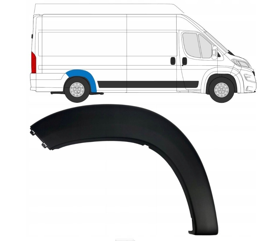 Réparer un pare-chocs frotté : baguette d'aile arrière gauche pour Ducato Boxer Jumper dès 2014
