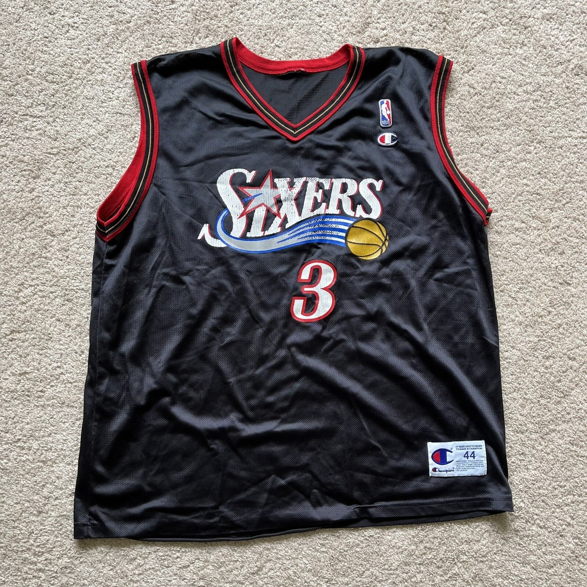 Champion Sixers Iverson ジャージ L 黒 Champion Allen Iverson Jersey Philadelphia 76ers AI NBA