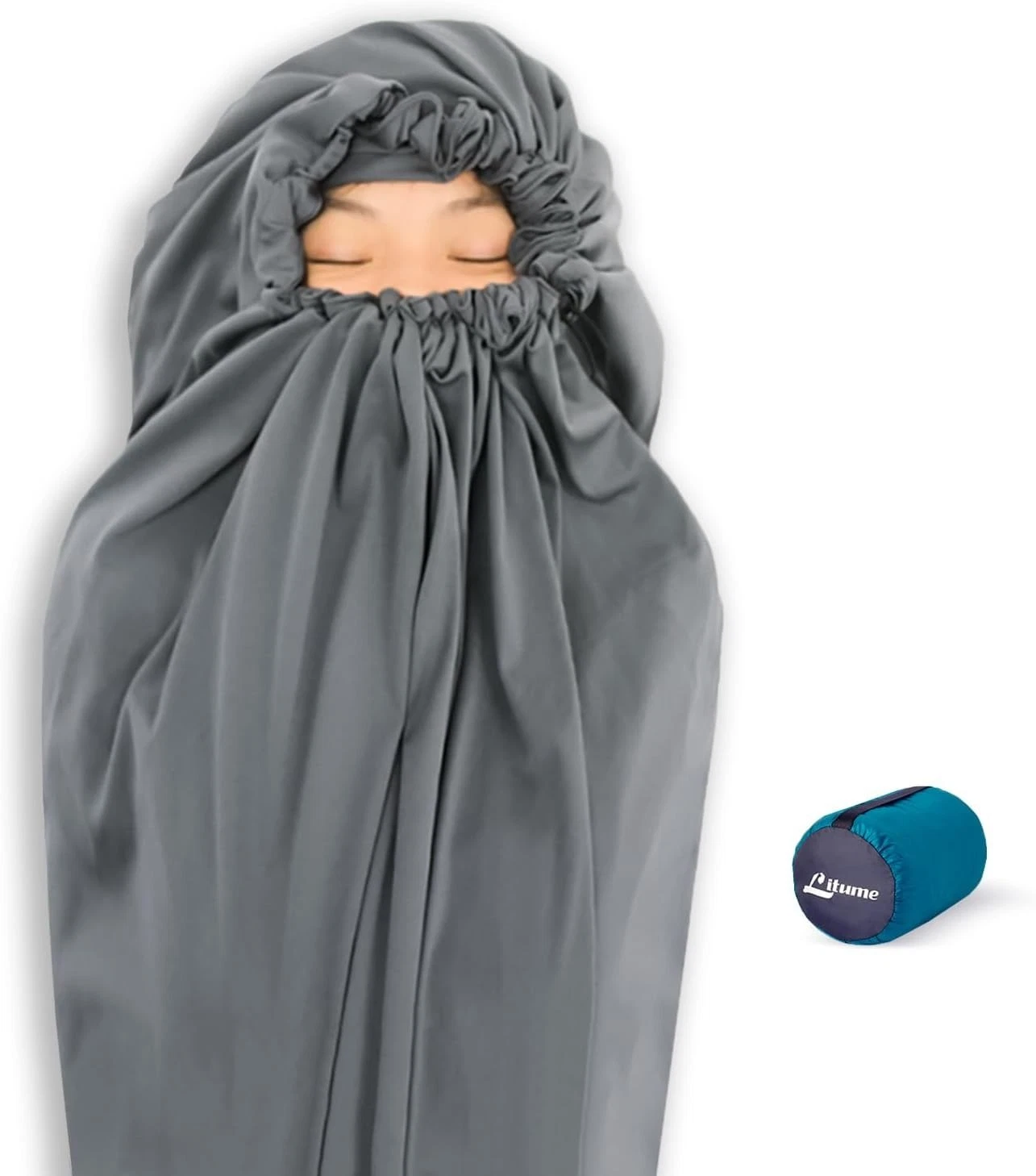 Litume Thermolite Sleeping Bag Liner Mummy Thermal Camping Travel Sack Grey