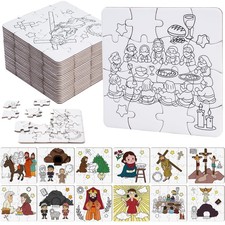 Xbaiyanr 24 Pack Christian Color Your Own 24 pieces, 10 x 10 inches, White 