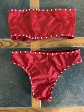 Red Two Piece Women  s Exotic Dance Outfit- One Size Fits All