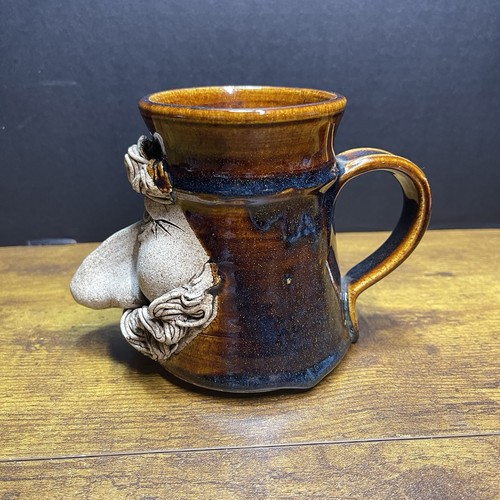Vintage Ugly Face Mug 3D Art Pottery Coffee Cup Handmade Stoneware, 16 Ounce - Picture 4 of 7
