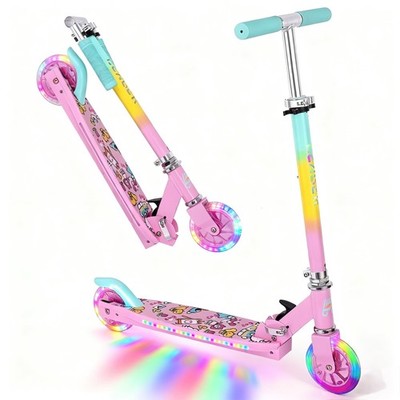 Scooters for Kids with Light-Up Wheels, Stem and Deck, Lightweight Foldable, ...