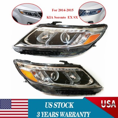 Halogen Headlights Set For 2014 2015 Kia Sorento Left & Right Side w/ LED DRL