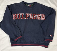 Vintage 90s Tommy Hilfiger Sweatshirt Crewneck Navy Blue Spell Out Sz Large