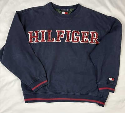 Vintage 90s Tommy Hilfiger Sweatshirt Crewneck Navy Blue Spell Out Sz Large