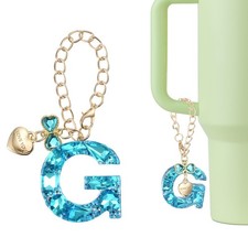 Letter Charm for Stanley Tumbler Cup, Bow Heart Initial g Letter Charm, Blue