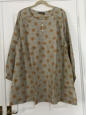 Gudrun Sjoden natural & yellow Ester blouse size XXL BNWT