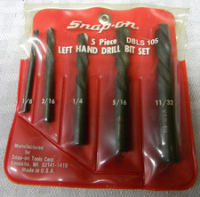 Snap-on 5pc Left-hand High Speed Drill Bit Set 18-1132 Dbls105 In Pouch Usa