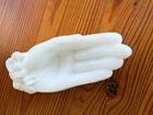 Vintage White Milk Glass Open Hand Trinket Dish Flowers