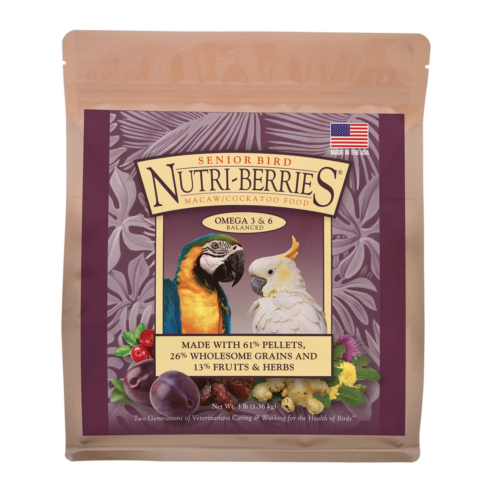 Senior Bird Nutri-Berries Pet Bird Food, Made with Non-GMO and Human-Ingredie...