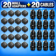 20 Pack 45w Wall Adapter/10ft USB-C Cable 90 Degree Angle Fast Charger Bulk