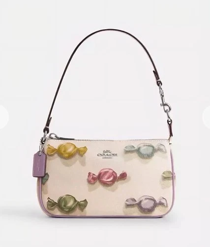 NWT Coach CDC26 Nolita 19 Bag Candy Print Pebble Leather Handbag Chalk Jasmine