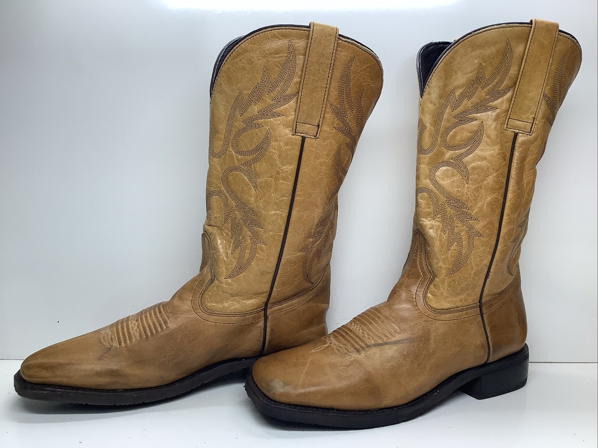 MENS MASTERSON BOOT CO COWBOY BROWN SQ TOE BOOTS SIZE 9.5 D  display picture 3
