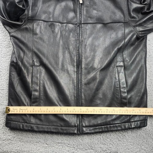 Vintage Dockers Leather Bomber Jacket Mens M/L Black Moto Aviator Biker Racer - Picture 9 of 16