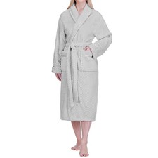 Image of Women Robe with Shawl Collar Plush Soft Warm Long Bath Spa Night Fleece Bathrobe