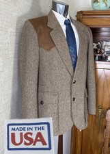 VTG 80s Pioneer Wear Western Blazer Jacket Brown Wool Suede Cowboy Lambskin